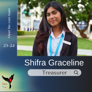 presenting you our treasurer of dance club 2023-24:shifra