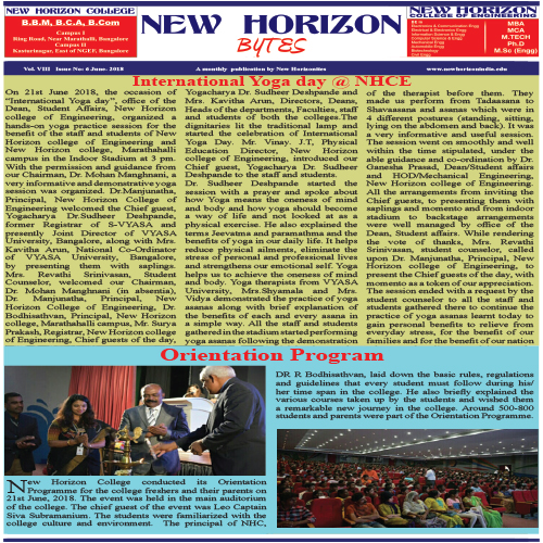 NH Bytes June 2018- Newsletters- Bangalore Engineering College