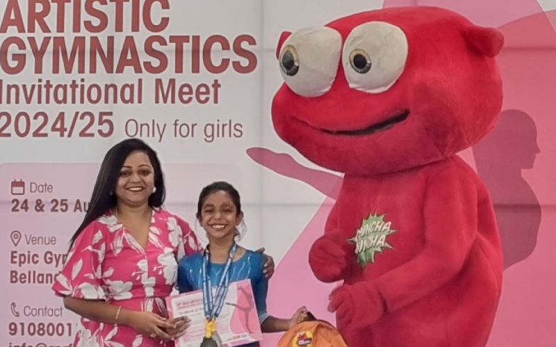 Trishta of Grade 4B has achieved remarkable success at the IGCI Artistic Gymnastics competition