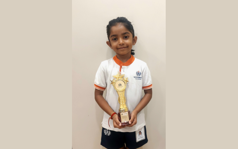 Shrejal Naidu of Grade 1 has secured the 4th place trophy in under-6 girls in interschool chess tournament