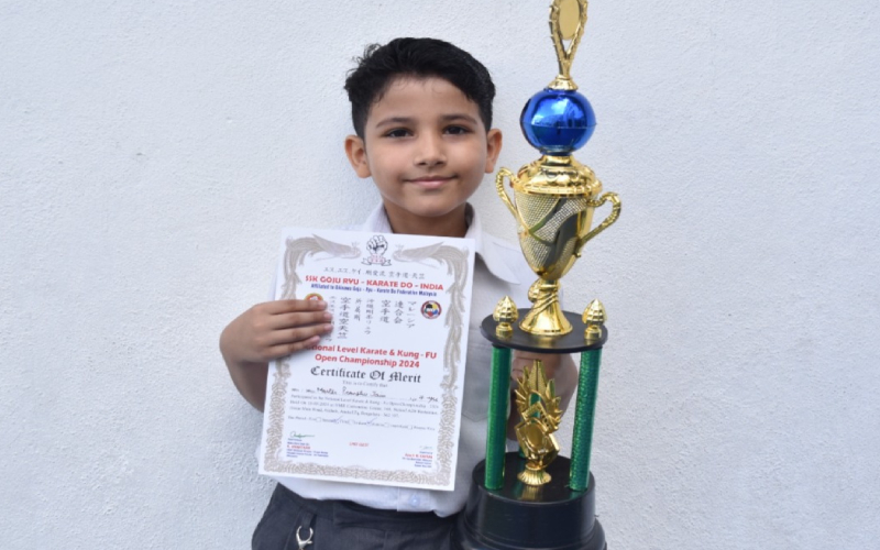  Pranshu Jain has been secured second place  in the National Level Karate and Kung-Fu Open Championship