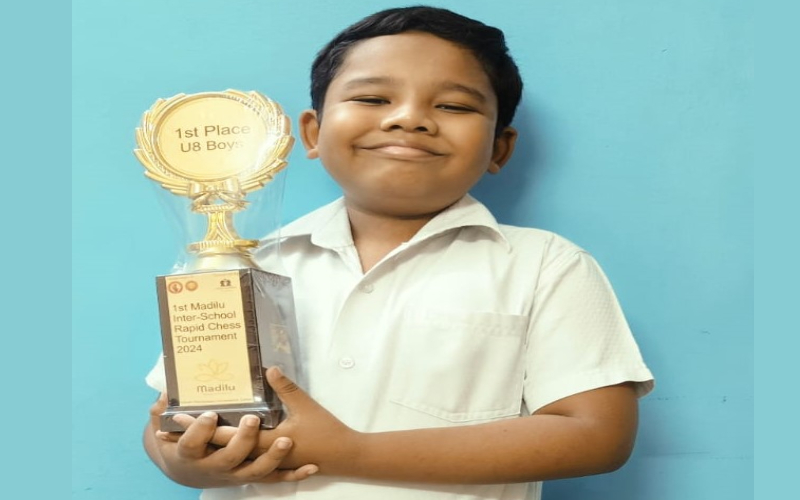 Divyam Lahon of Class 3E participated and won first prize in the Madilu Interschool Chess Tournament 