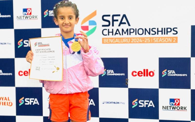 Dhaanvi Dechamma of Grade 4A has achieved another remarkable success in athletics at the Sports Authority of India's SFA Championship